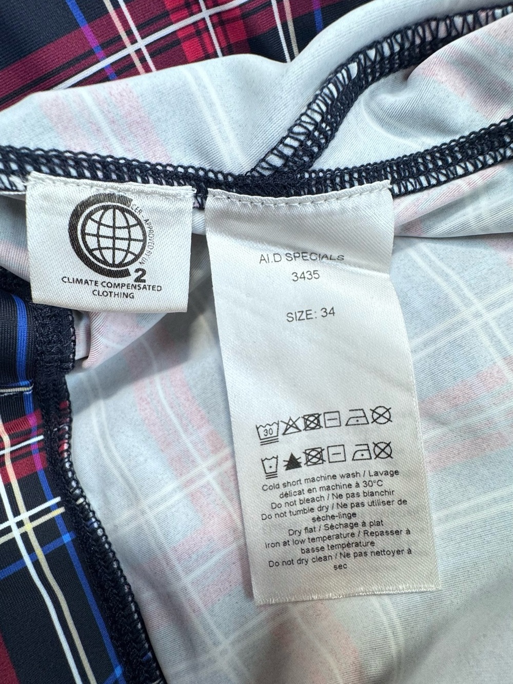 GANNI Plaid Leggings Women's Size 34 US 4 Navy Blue Red White Stretch Skinny - Picture 12 of 13